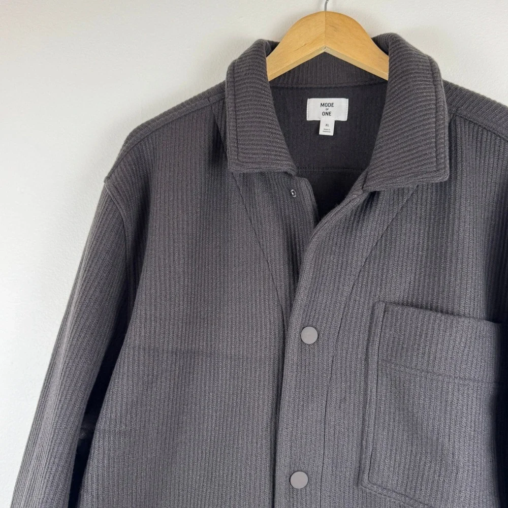 Mode of One‎ Mens Knit Trucker Jacket Jet Grey 100194421 XL New